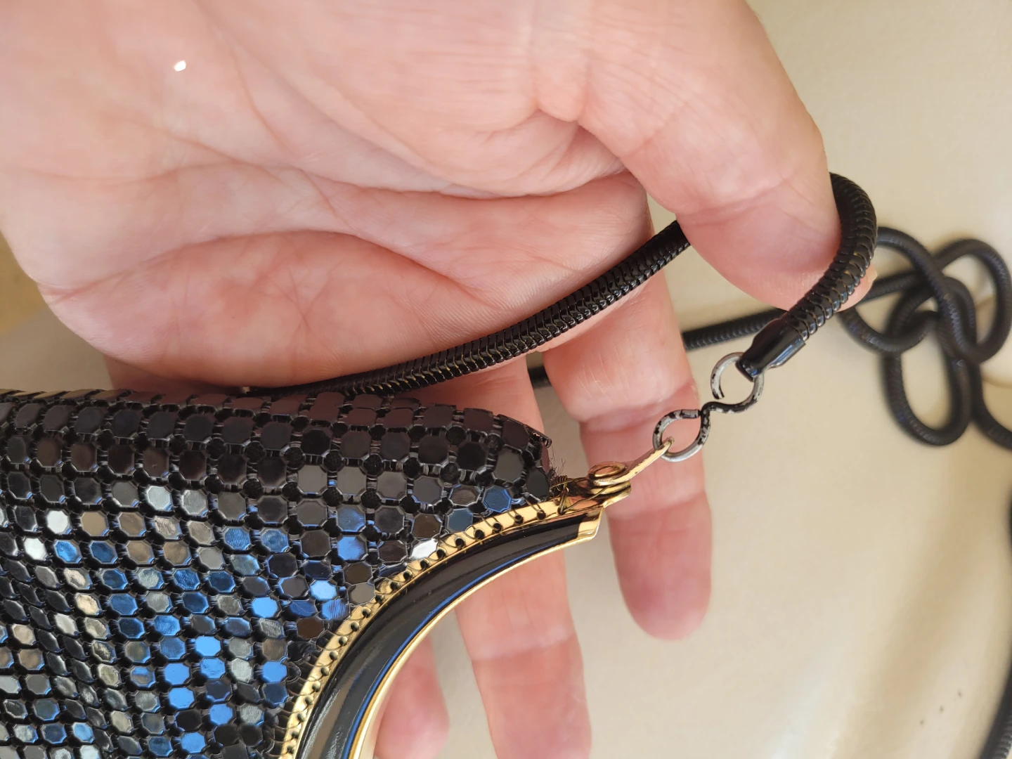 Vintage Black Mesh Clutch/Shoulder Bag - photo 5