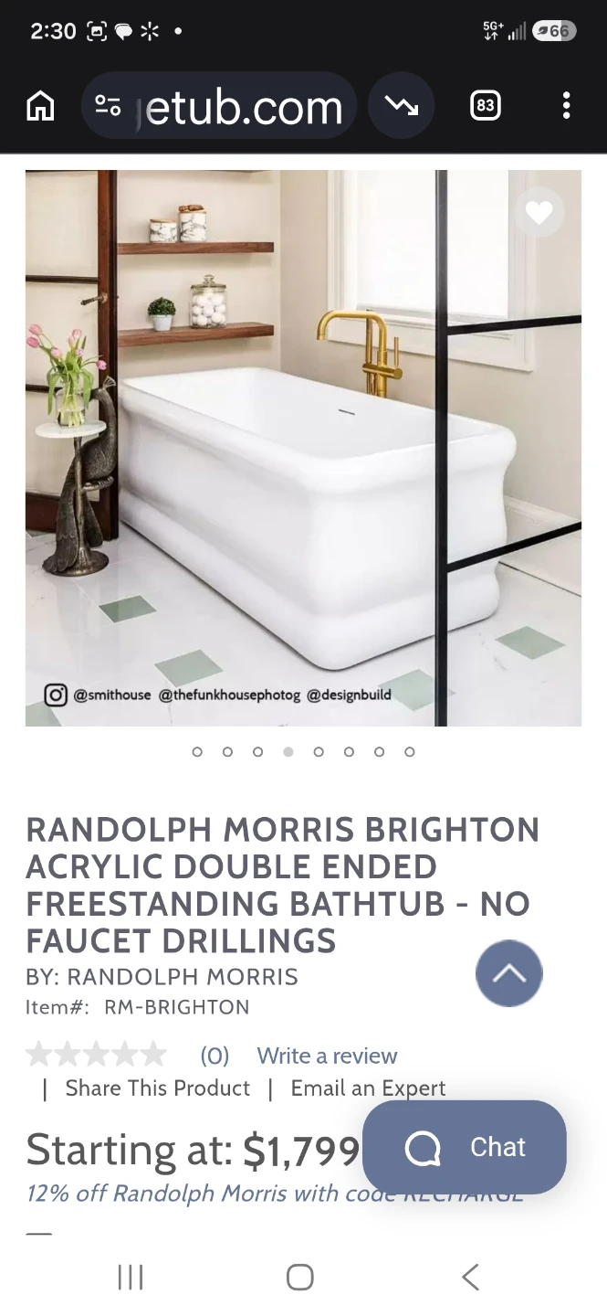 Randolph Morris Brighton Acrylic Freestanding Bathtub