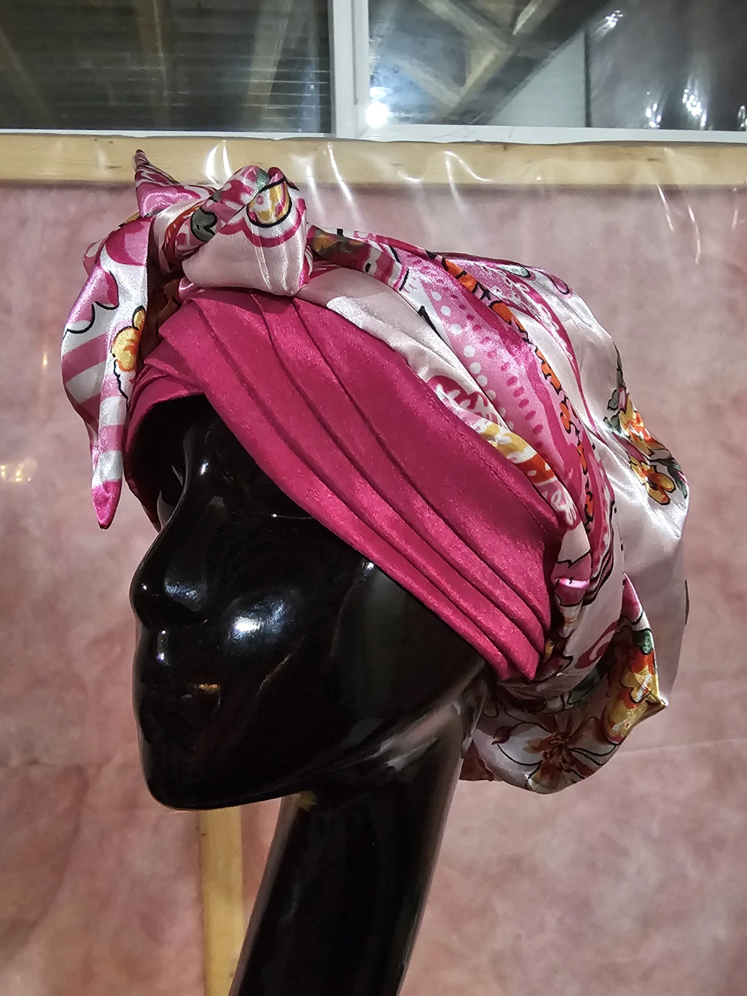 Pink Floral Patterned Turban Headwrap - photo 2