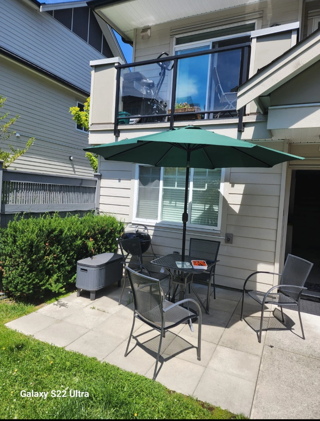 Outdoor patio bistro set with umbrella