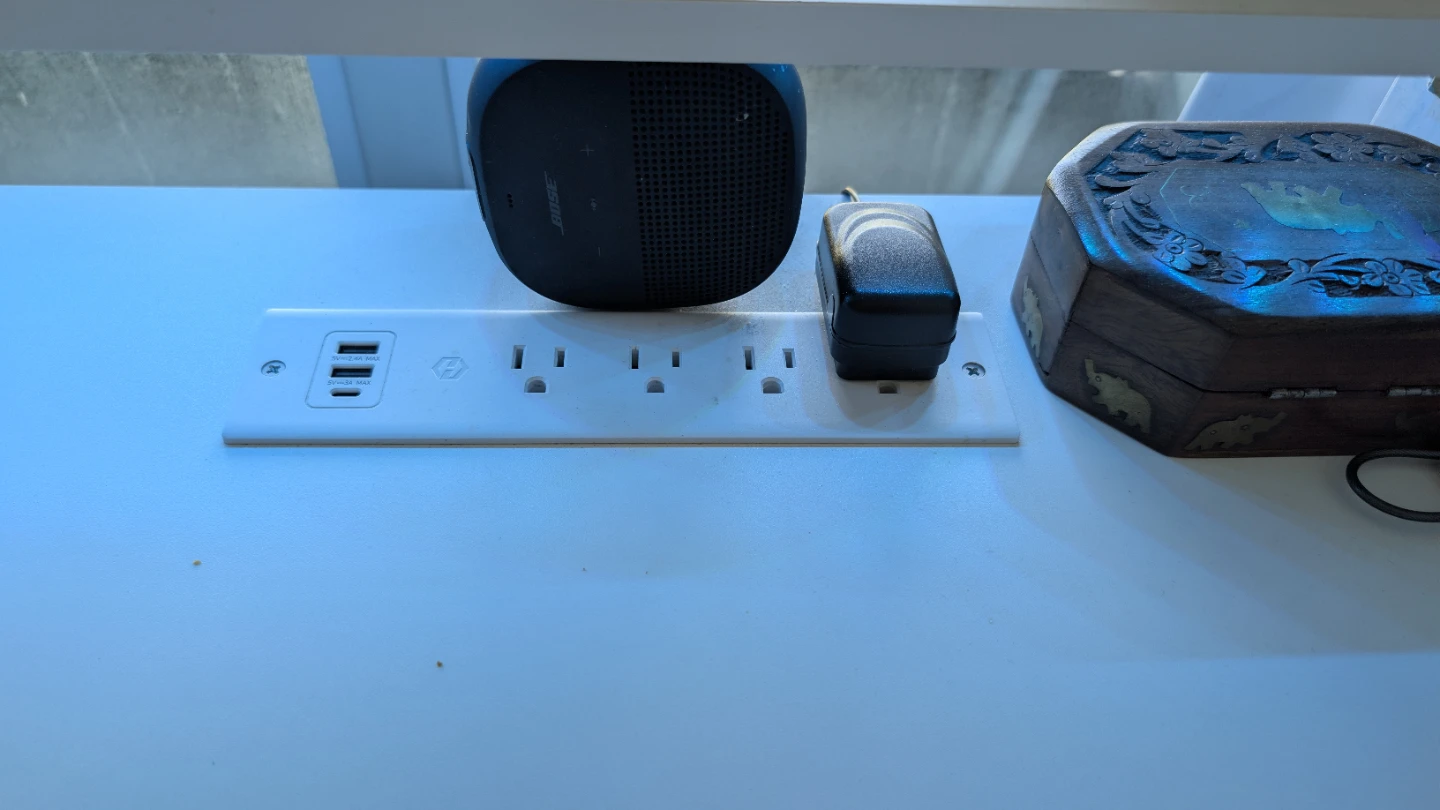 Rolanstar Computer Desk 63" with Power Outlet & LED Light - photo 3