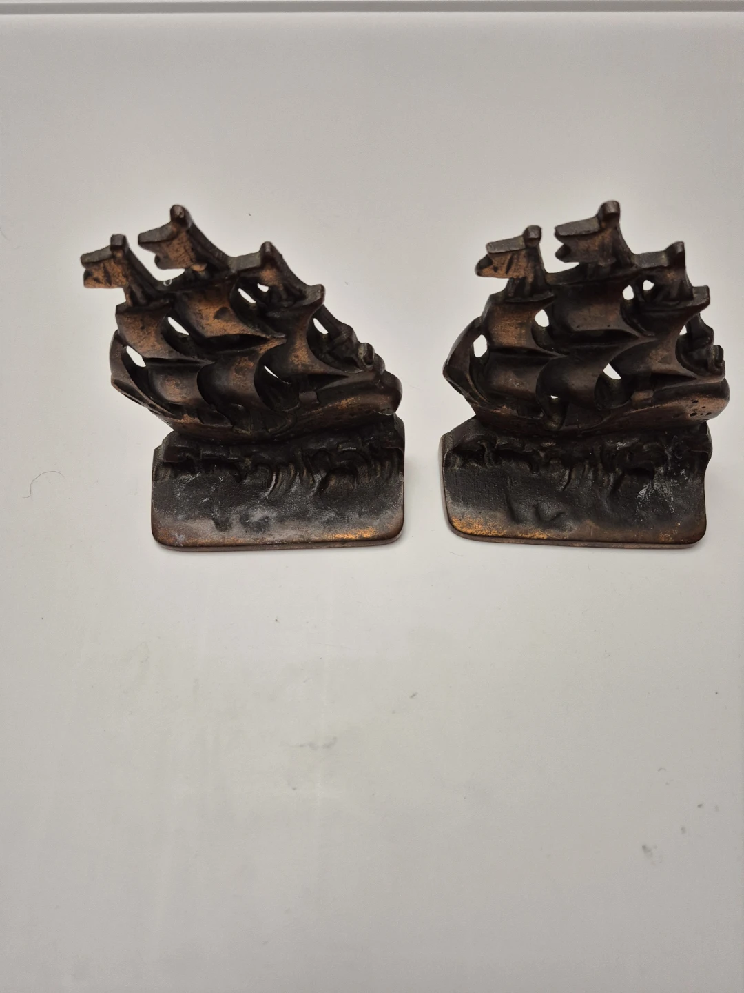 Vintage Metal Ship Bookends