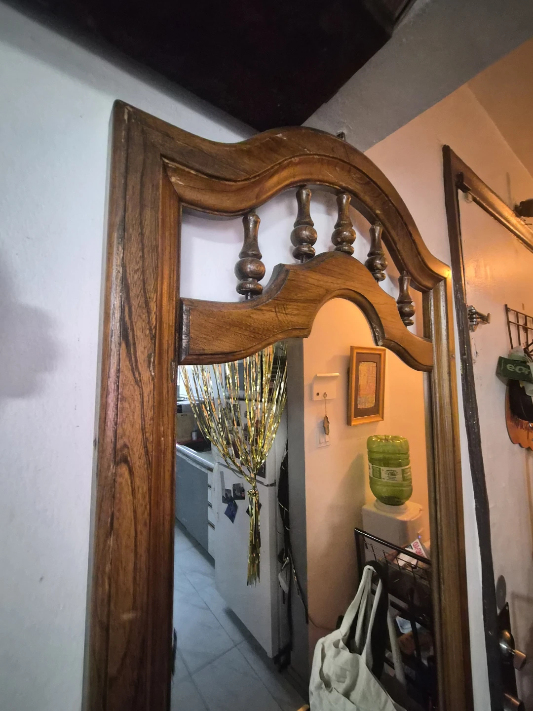 Large Vintage Solid Wood Wall Mirror