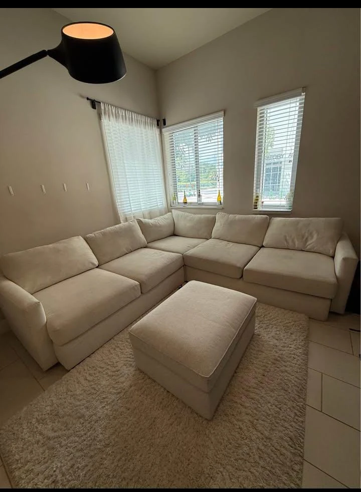 Beige Sofa+Working ottoman-Delivery available