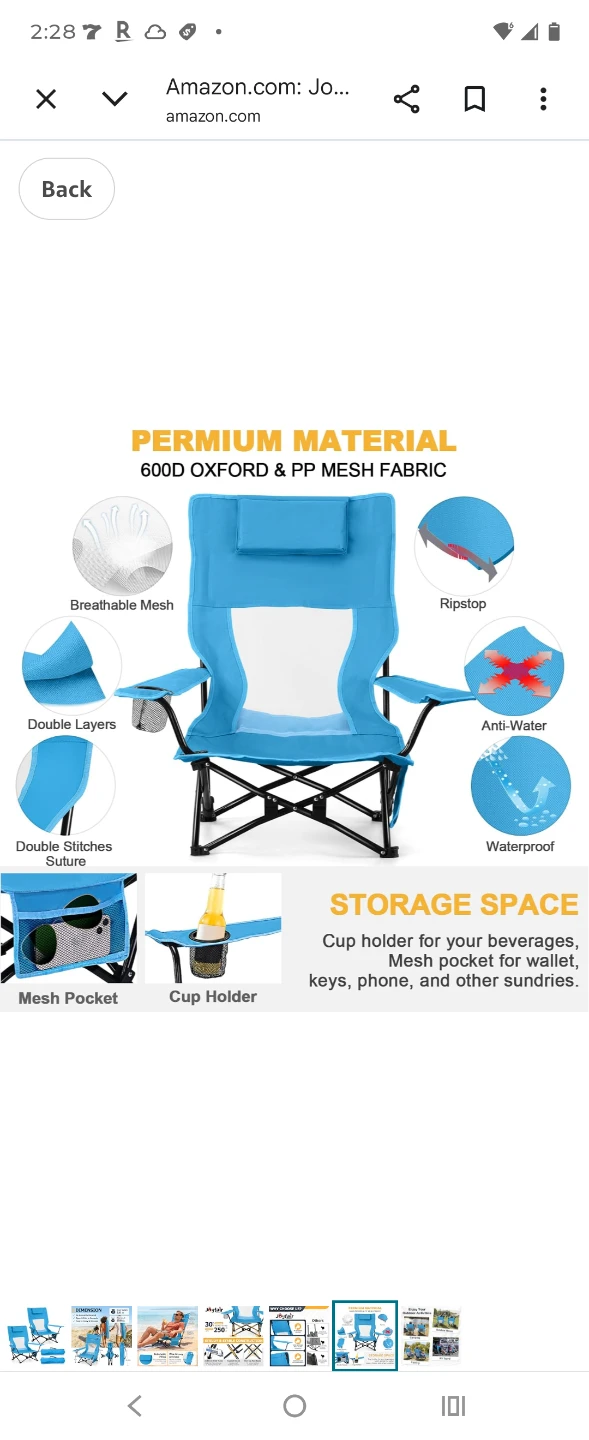Joyfair High Back Beach Camping Chair, 2 Pack - photo 4