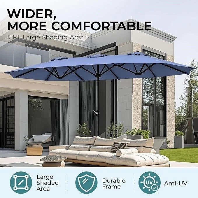 15ft Large Double-Sided Patio Umbrella - photo 3