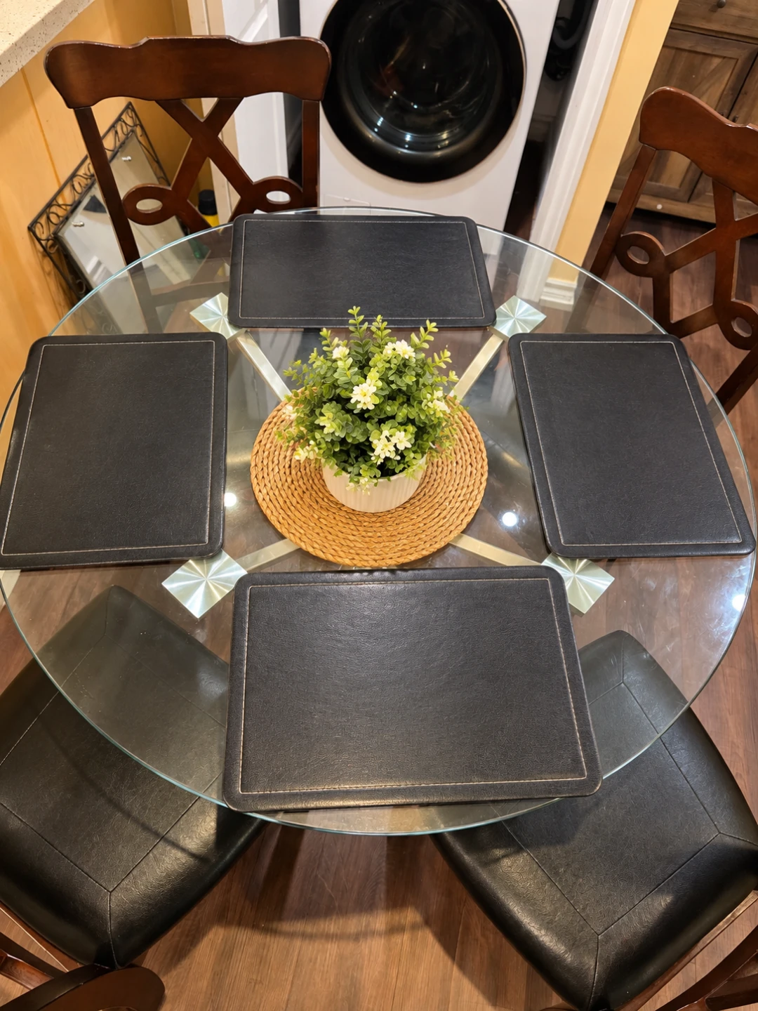 Glass Top Round Dining Table with 4 Chairs - photo 4