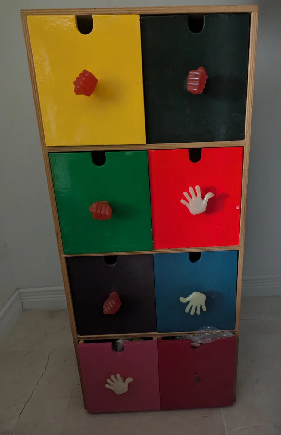 Ikea multi-coloured wooden storage unit