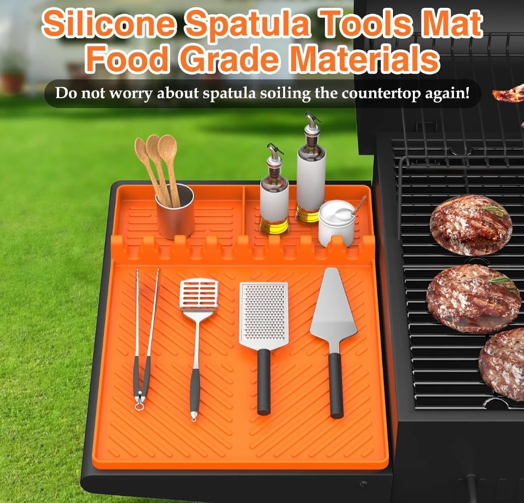 Orange Silicone Griddle Utensil Rest Mat