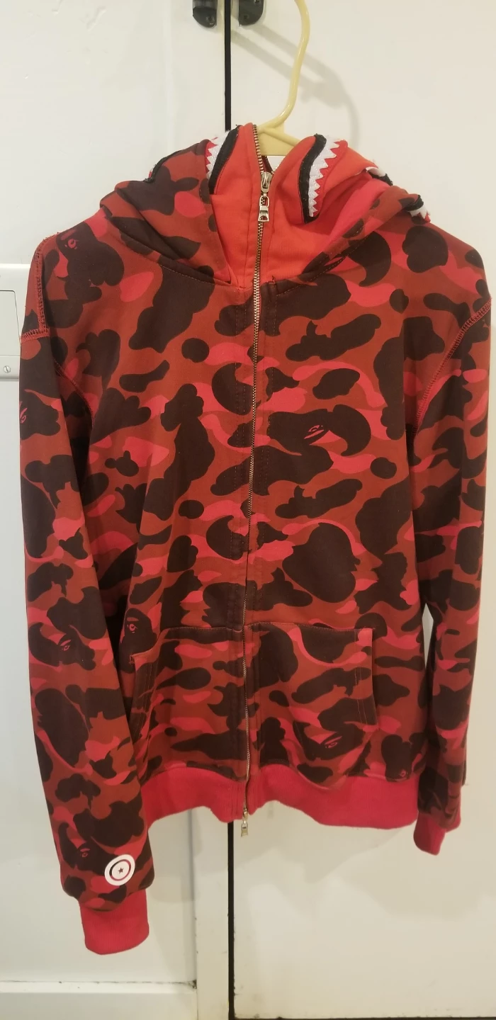 A Bathing Ape Red Camo Shark Full-Zip Hoodie - photo 5