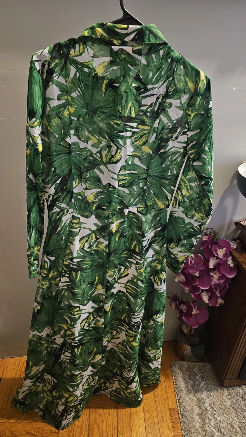 Spoon Jeans Green Tropical Leaf Print Shirt Dress - photo 5