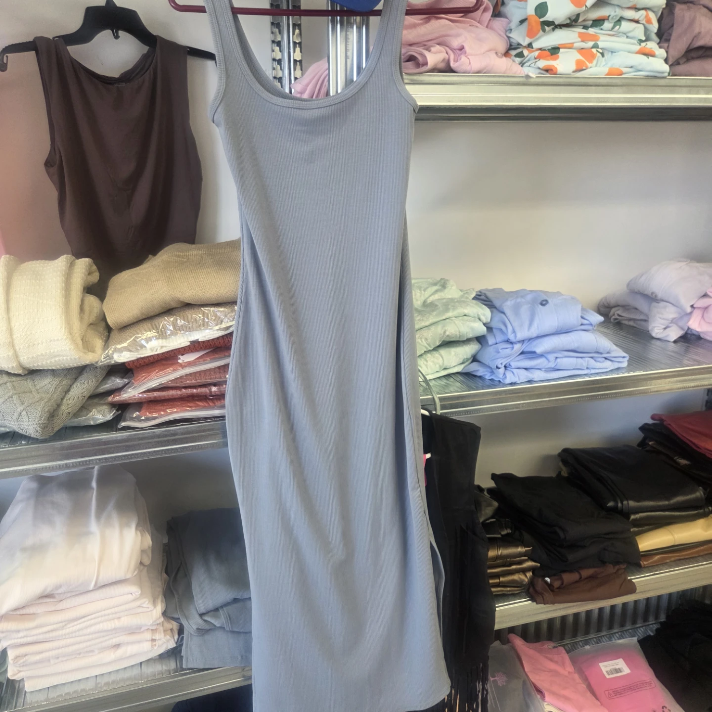 Frank And Oak Ribbed Tank Dress Light Blue - photo 2