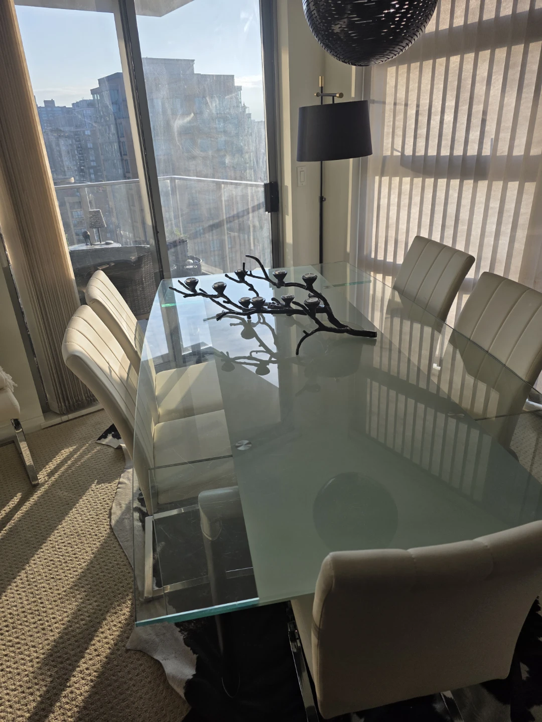 Frosted glass dining table