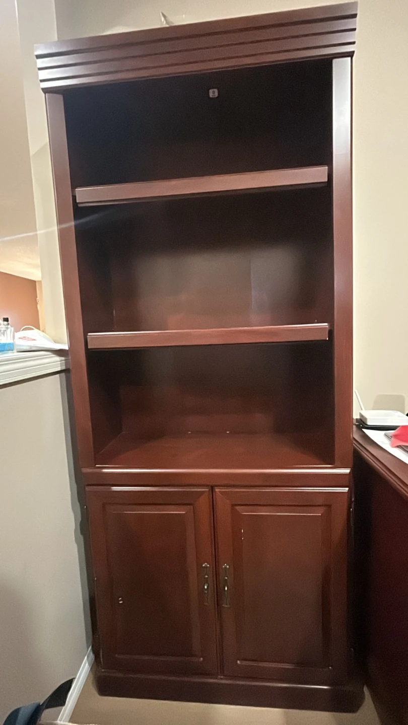 Dark Wood Storage Bookshelf with Lower Cabinet