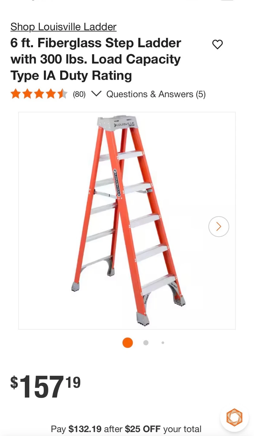 Louisville Cross-Step 6ft Fiberglass Ladder L-3080-06
