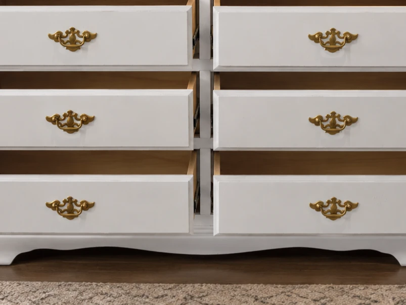 White 6-Drawer Dresser with Gold Hardware - photo 2