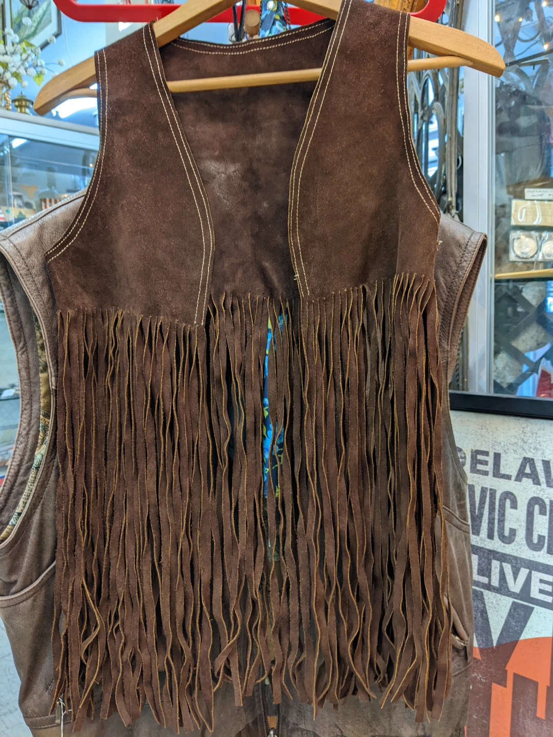 Vintage Woodstock Brown Suede Fringe Vest