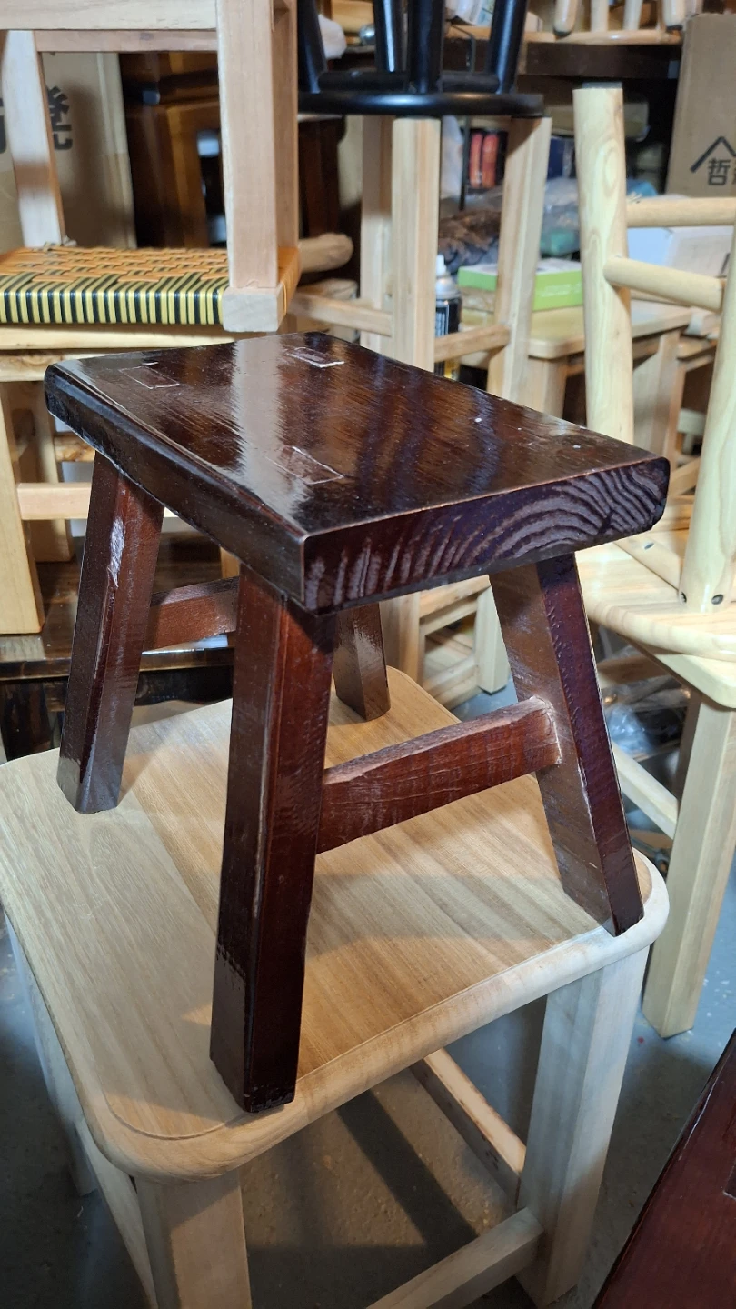 Small dark stained wooden stool 🏈