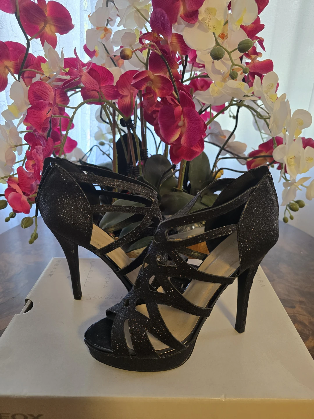 Black Glitter Stiletto Heels
