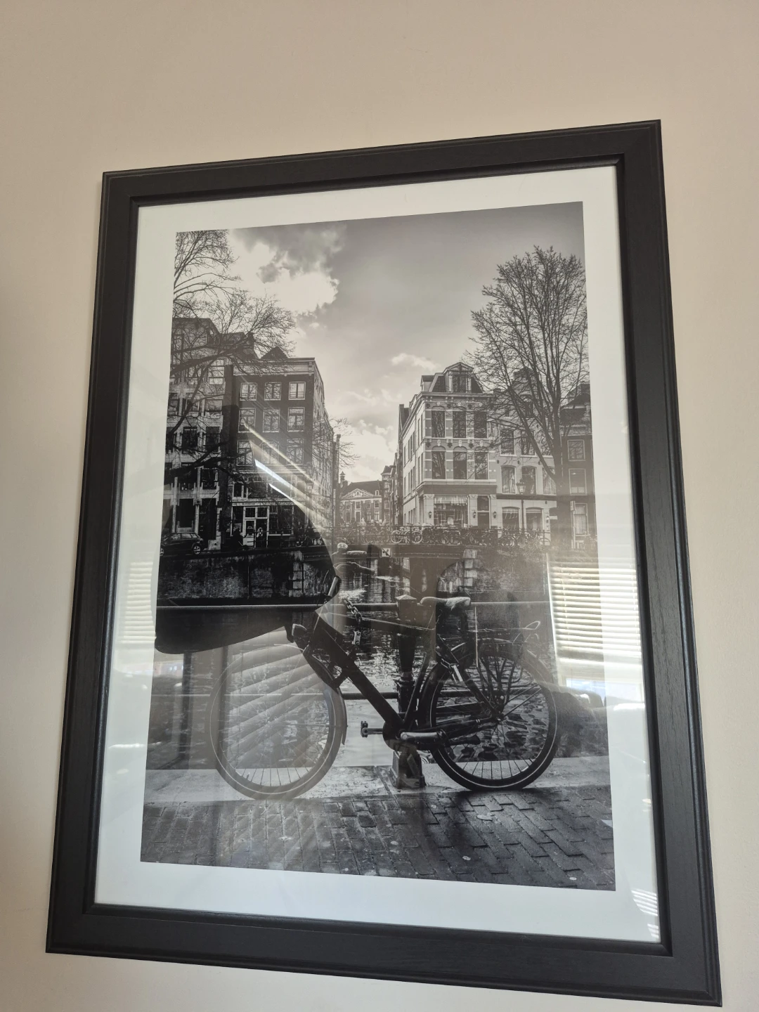 Framed Black and White Car and Bicycle Prints