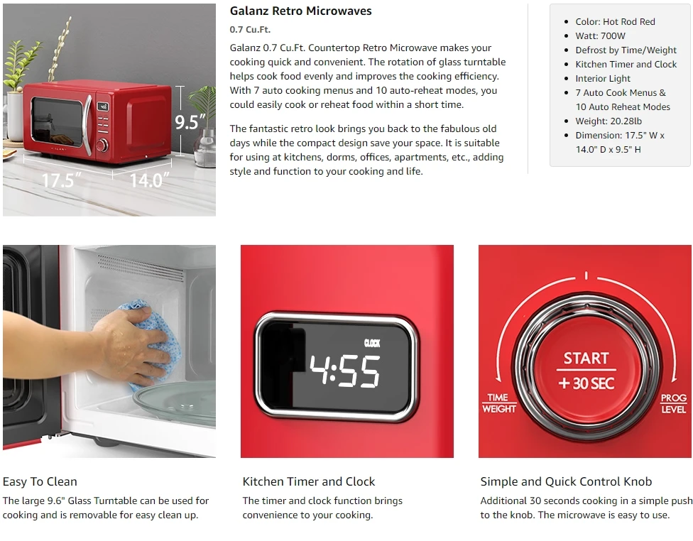 Galanz Retro Style Microwave - photo 2