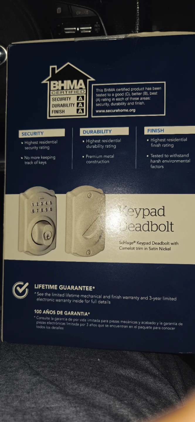 Schlage Keypad Deadbolt Satin Nickel - photo 3