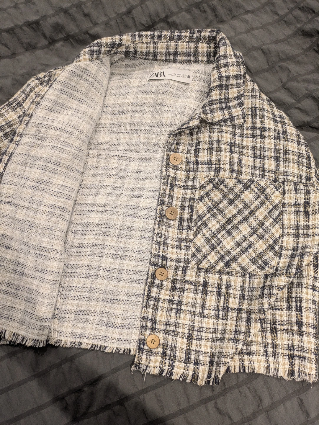 Zara Tweed Plaid Cropped Jacket - size M - photo 4
