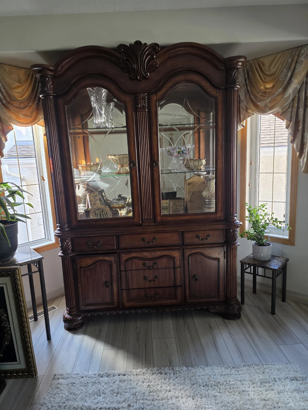 Wooden China Cabinet with Glass Doors