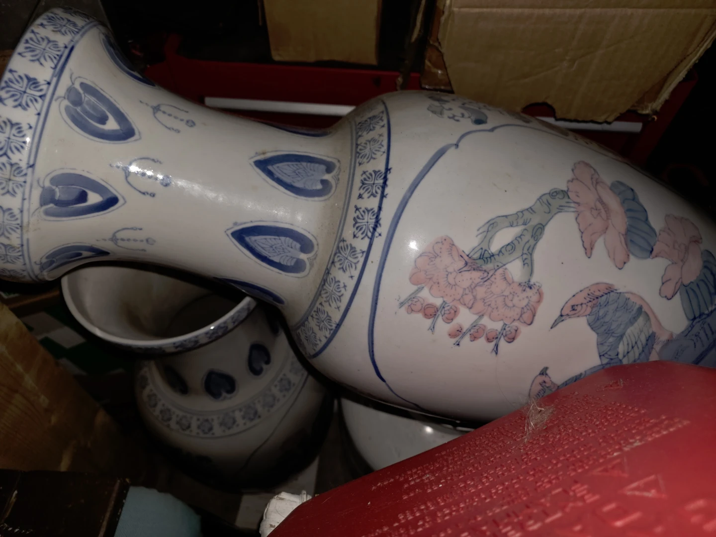 Large Blue and White Ceramic Decorative Vase - photo 2