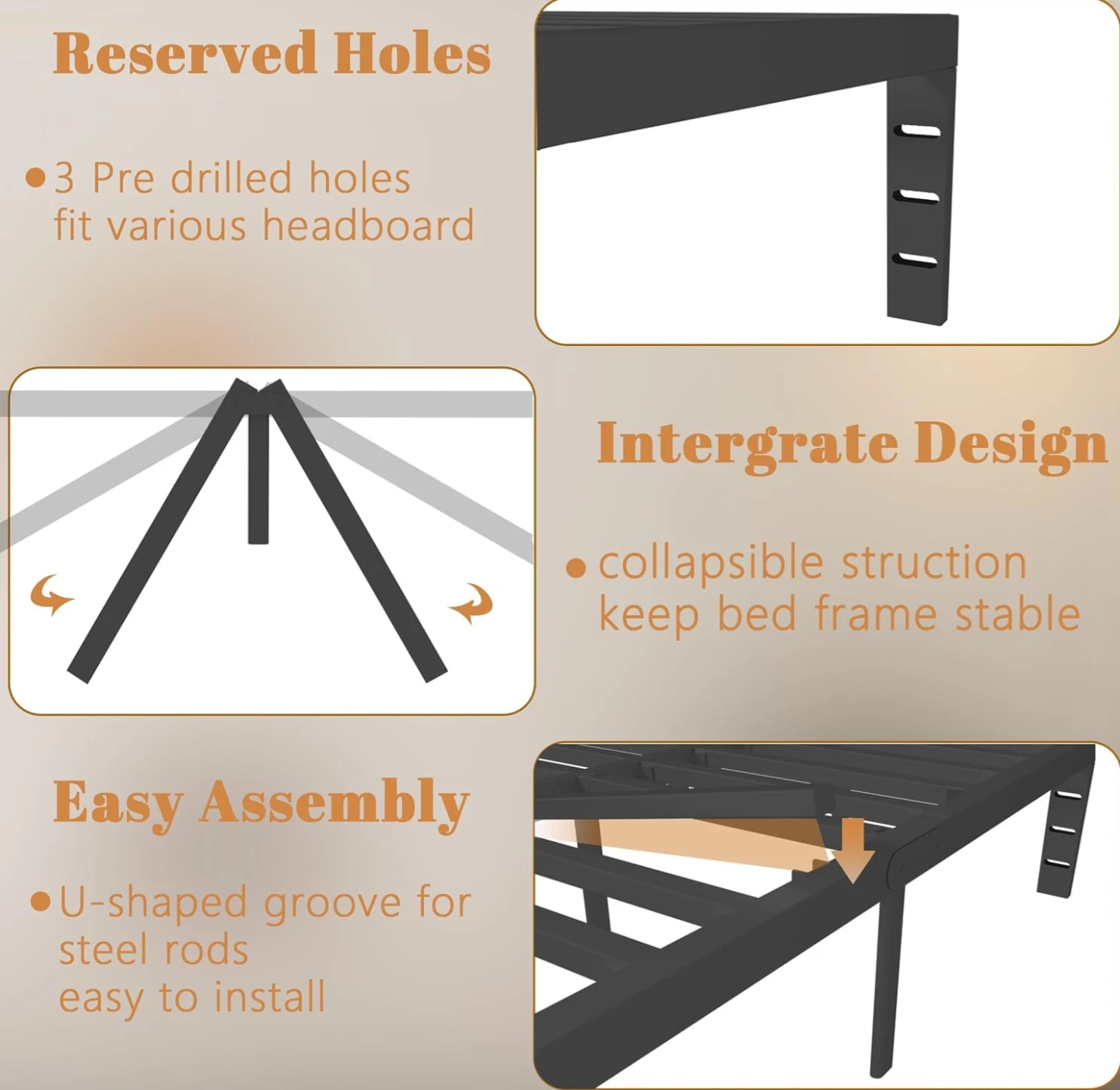 NEW 16" High Full/ Double Size Heavy Duty Metal Bed Frame - photo 5