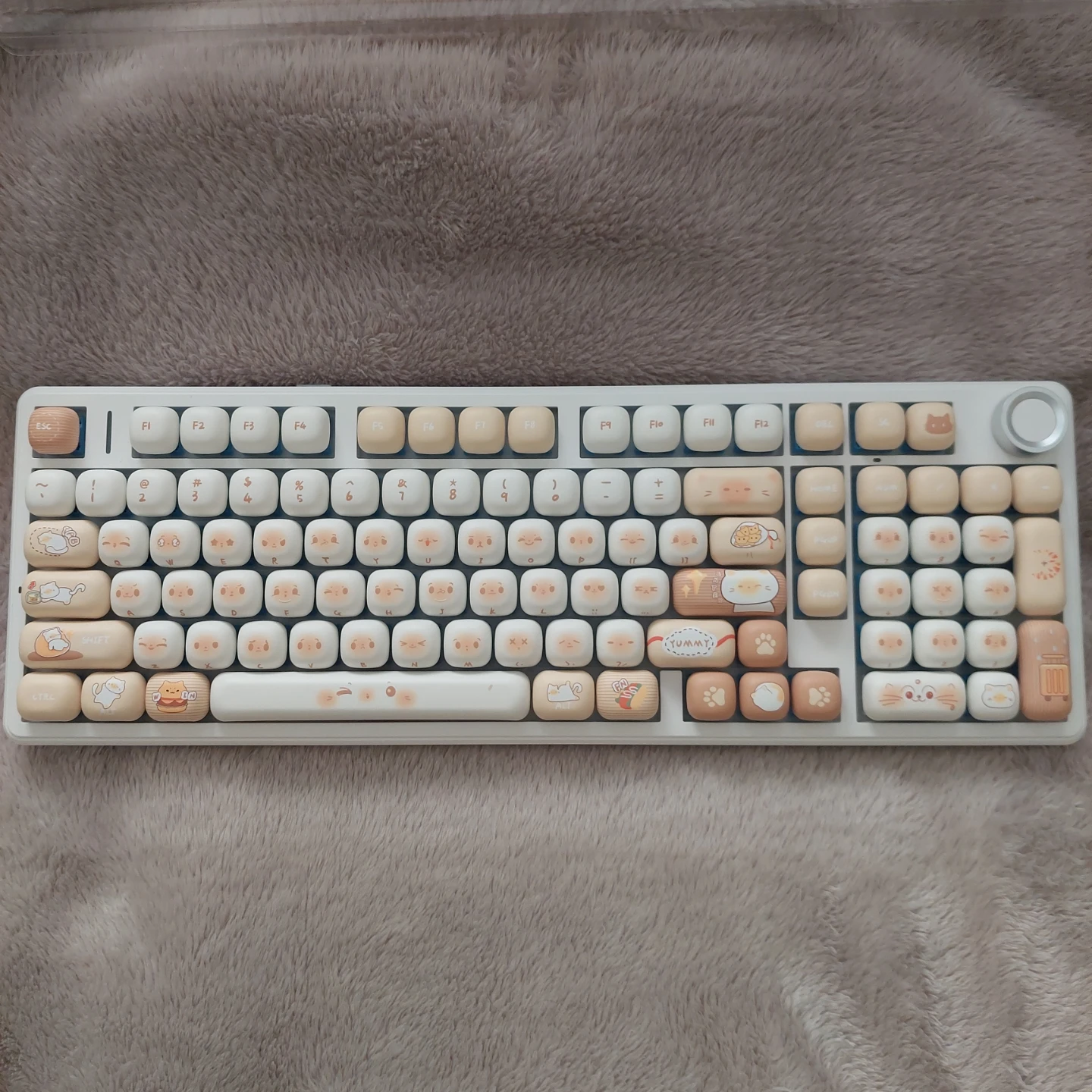 Aula F99 Pro mechanical keyboard + bread cat MOG keycaps