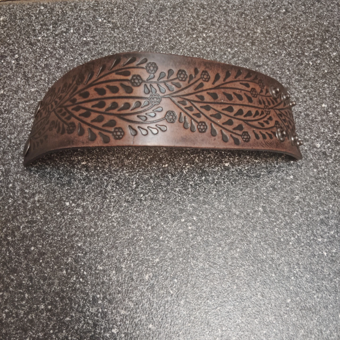 Vintage Brown Leather Wide Band Bracelet - photo 3