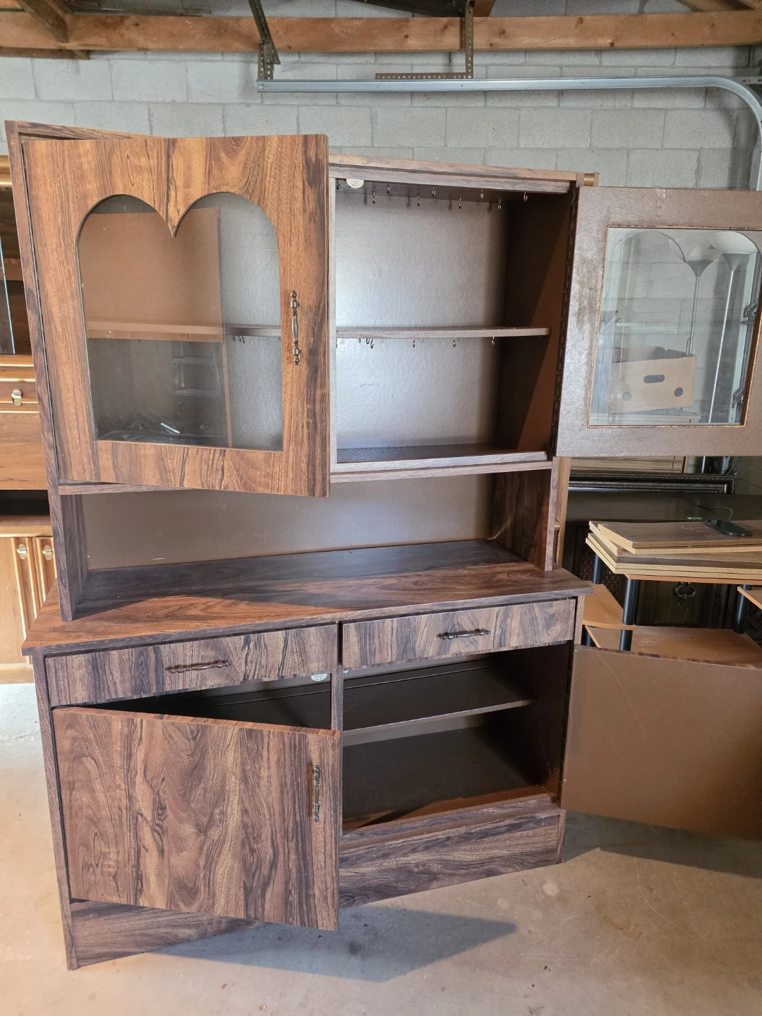 Wood Grain Hutch with Glass Display Doors - photo 5