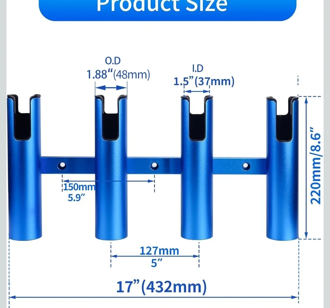 4-Tube Aluminum Fishing Rod Holder - photo 3