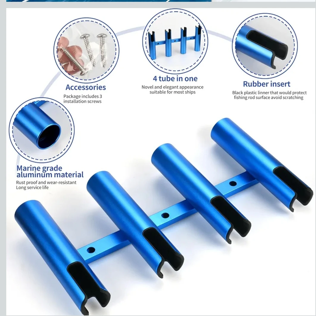 4-Tube Aluminum Fishing Rod Holder - photo 4