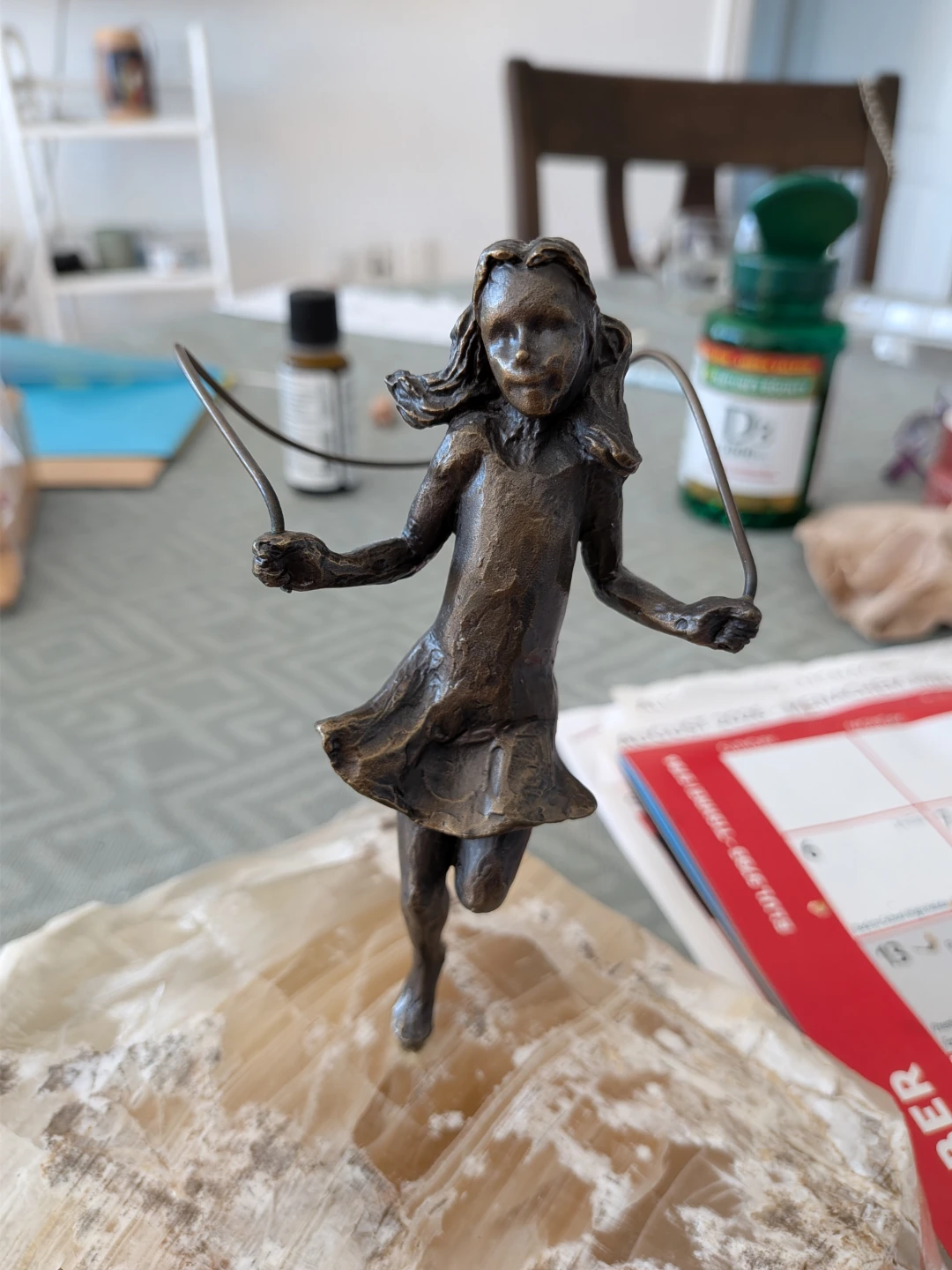 Antique Bronze Girl Skipping Sculpture - photo 3
