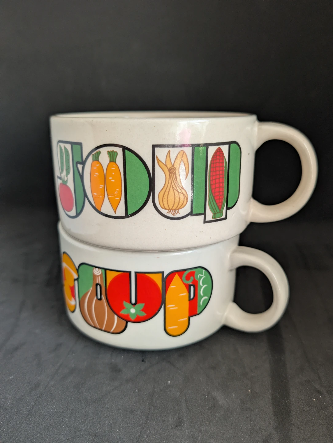 Set of 2 Ceramic Vegetable Soup Mugs - photo 2