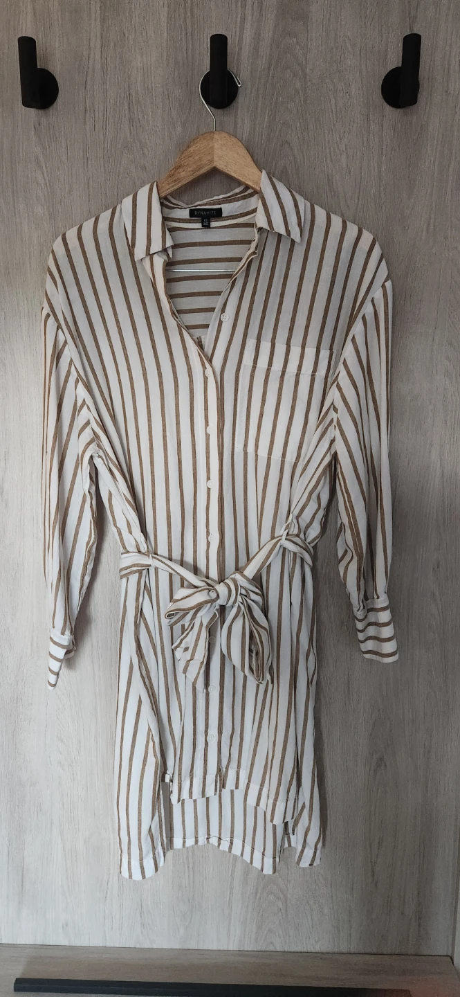 Dynamite Striped Shirt Dress with Belt