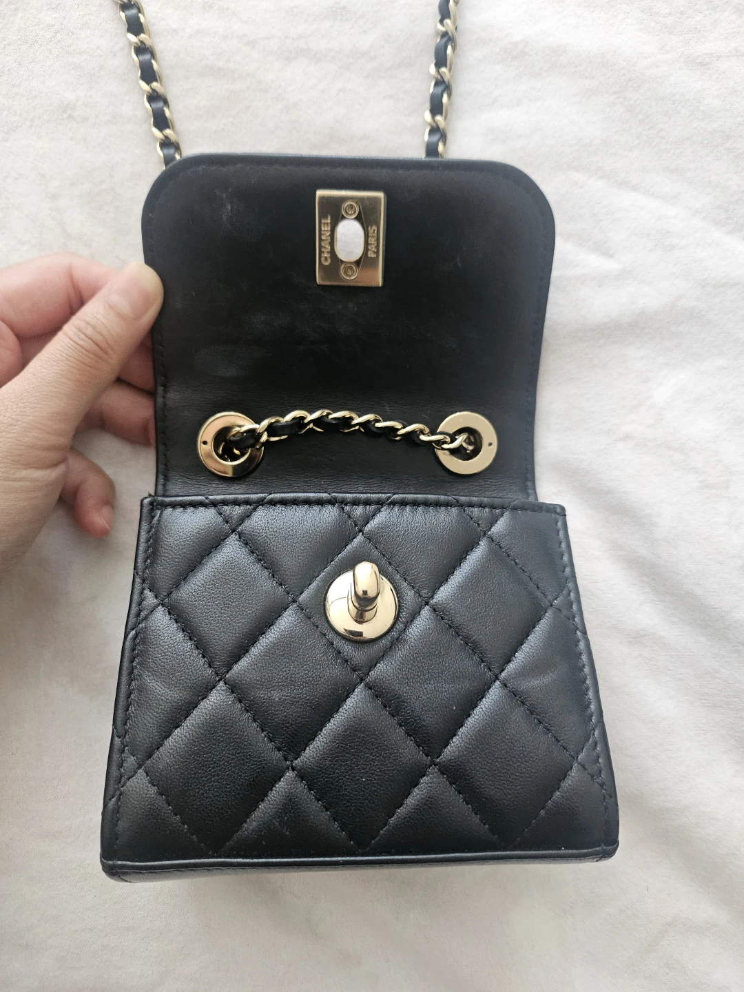 Chanel Quilted Black Leather Mini Chain Bag - photo 3