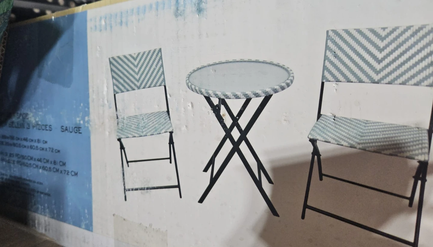 3 Piece Wicker Folding Bistro Set