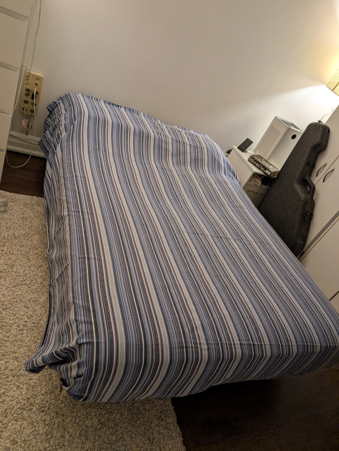 Blue Striped Double Bed Sheet Set - photo 2