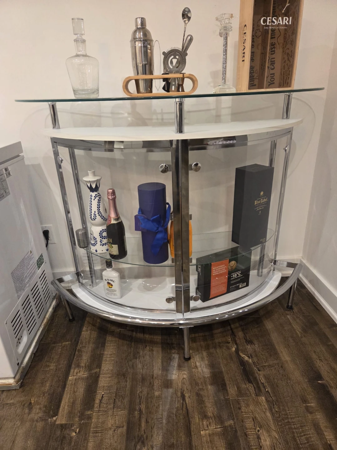 Modern Chrome and Glass Semi-Circle Bar Unit - photo 2