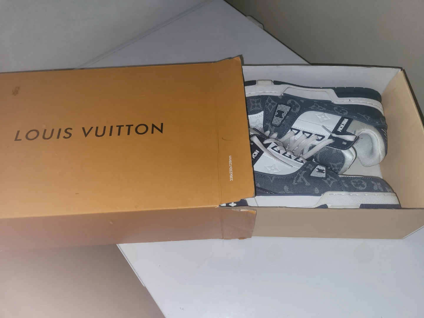 Blue denim Louis Vuitton LV Trainer Sneakers - photo 2