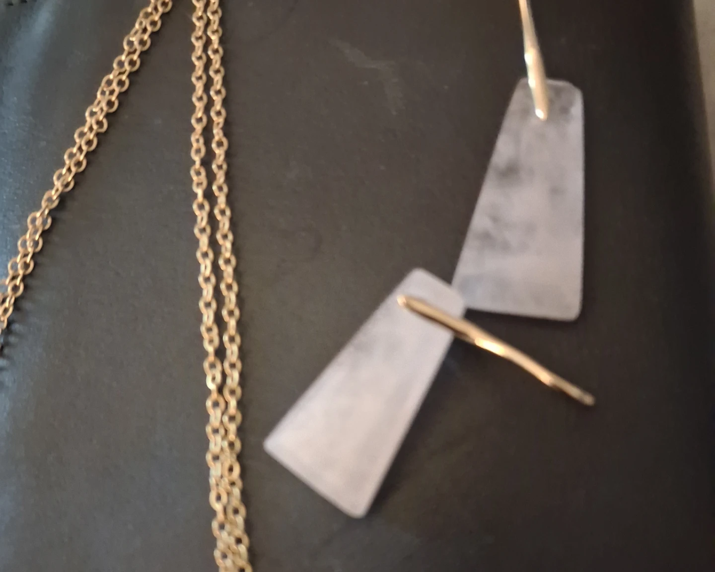 Pale pink quartz necklace,_quartz  dangling earrings - photo 2