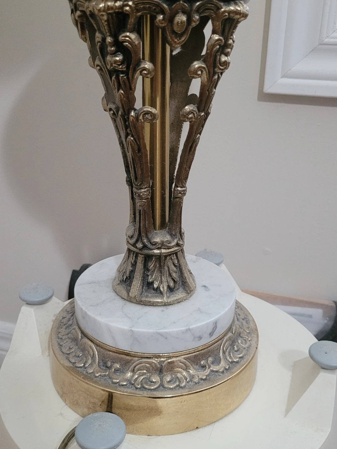 Vintage Brass and Marble Table Lamp - photo 4