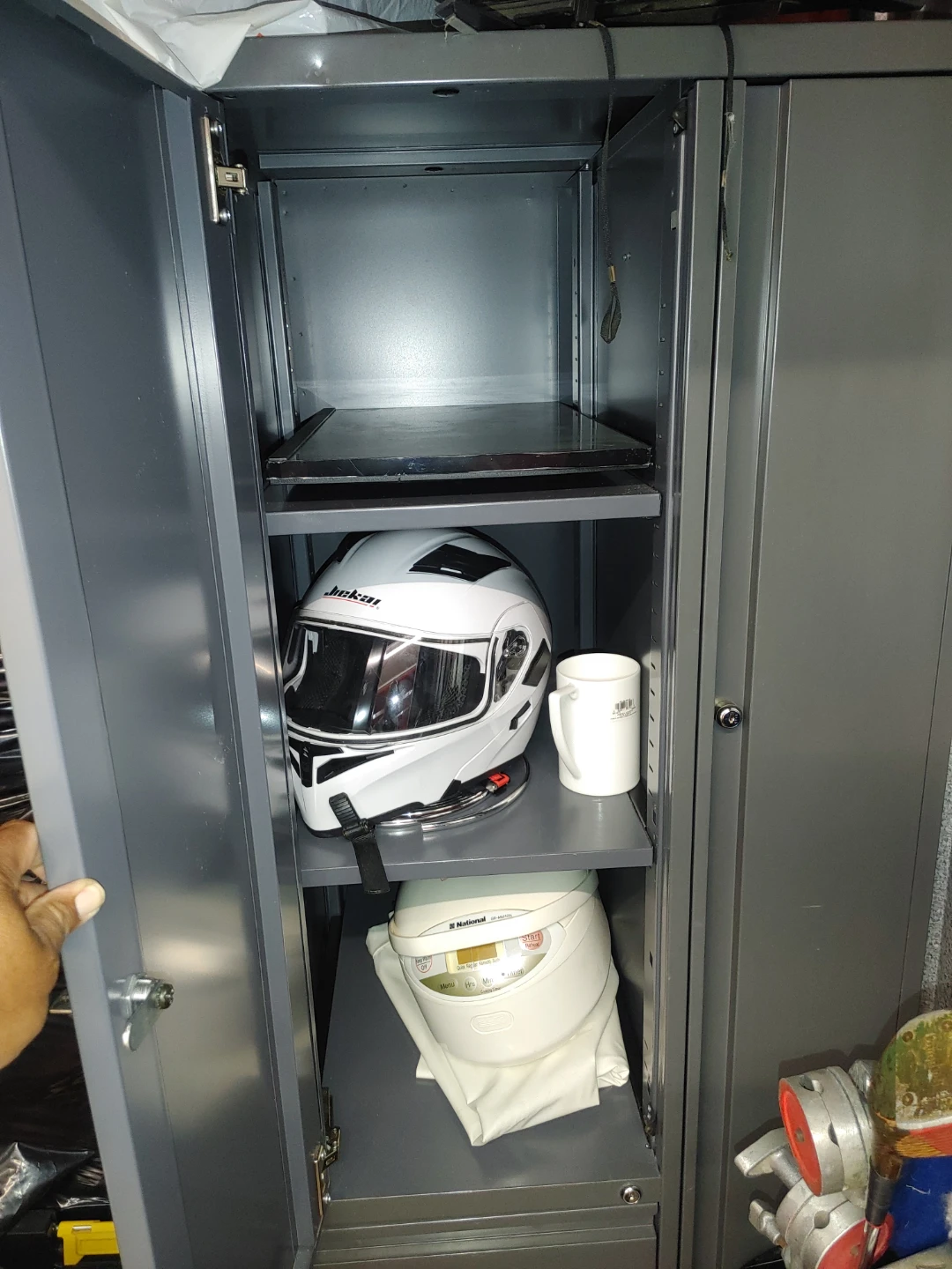 Grey Metal Storage Cabinet with Lockable Doors - photo 5