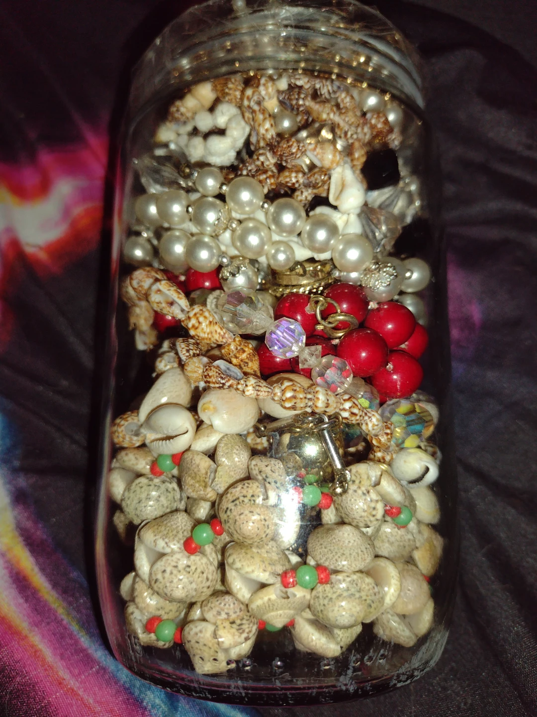 Assorted Costume Jewelry in Glass Jar