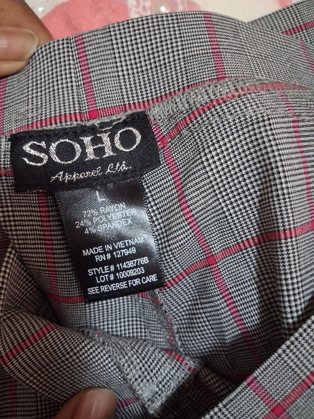 Soho Apparel Ltd. Plaid Trousers