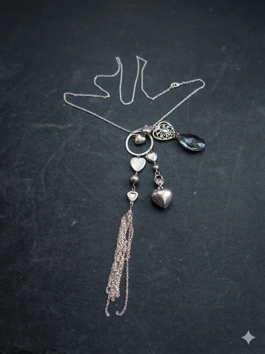 Lia Sophia Vintage-Style Multi-Charm Long Statement Necklace