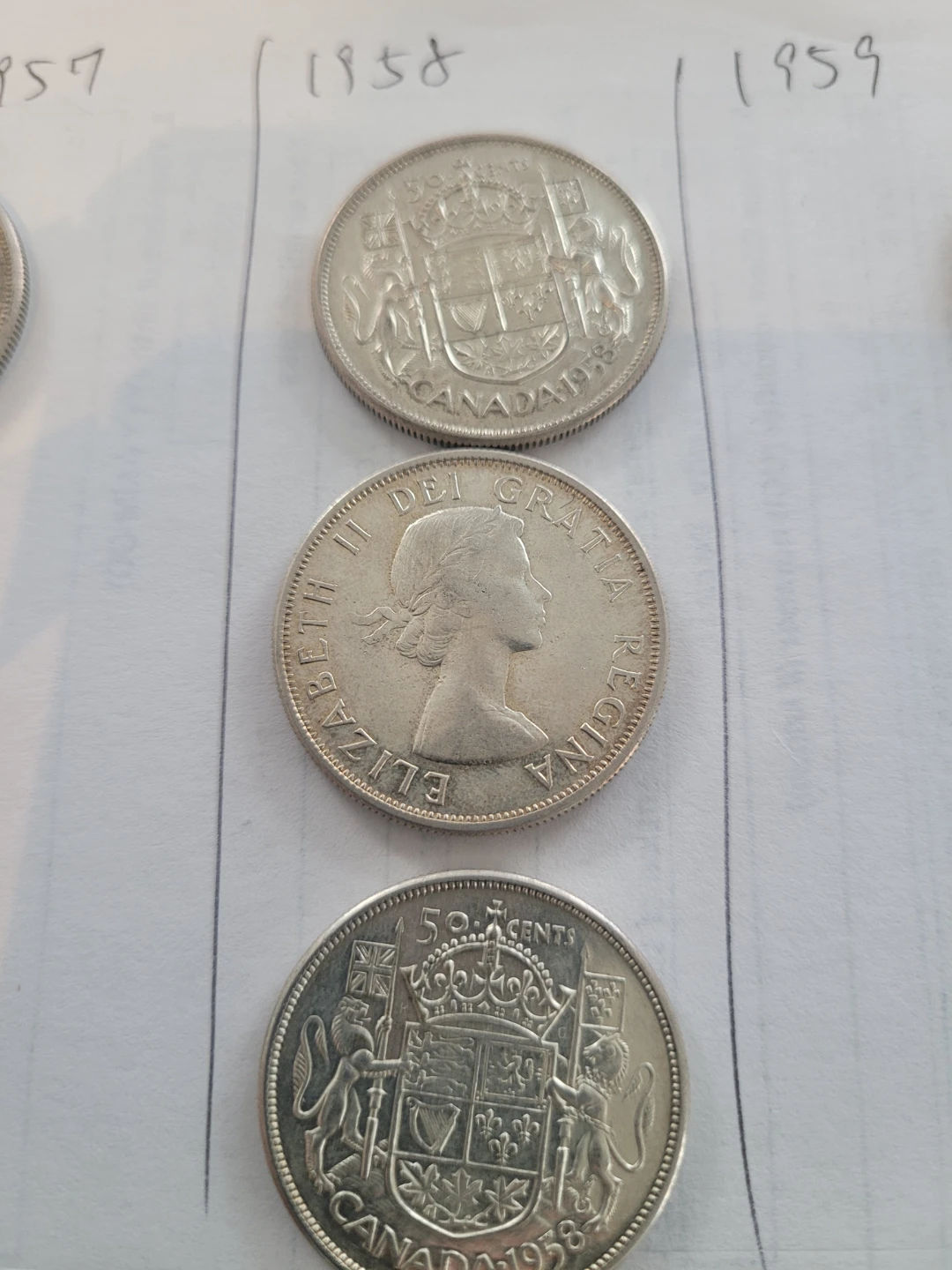 Three Canada 50 Cent Coins - 1957